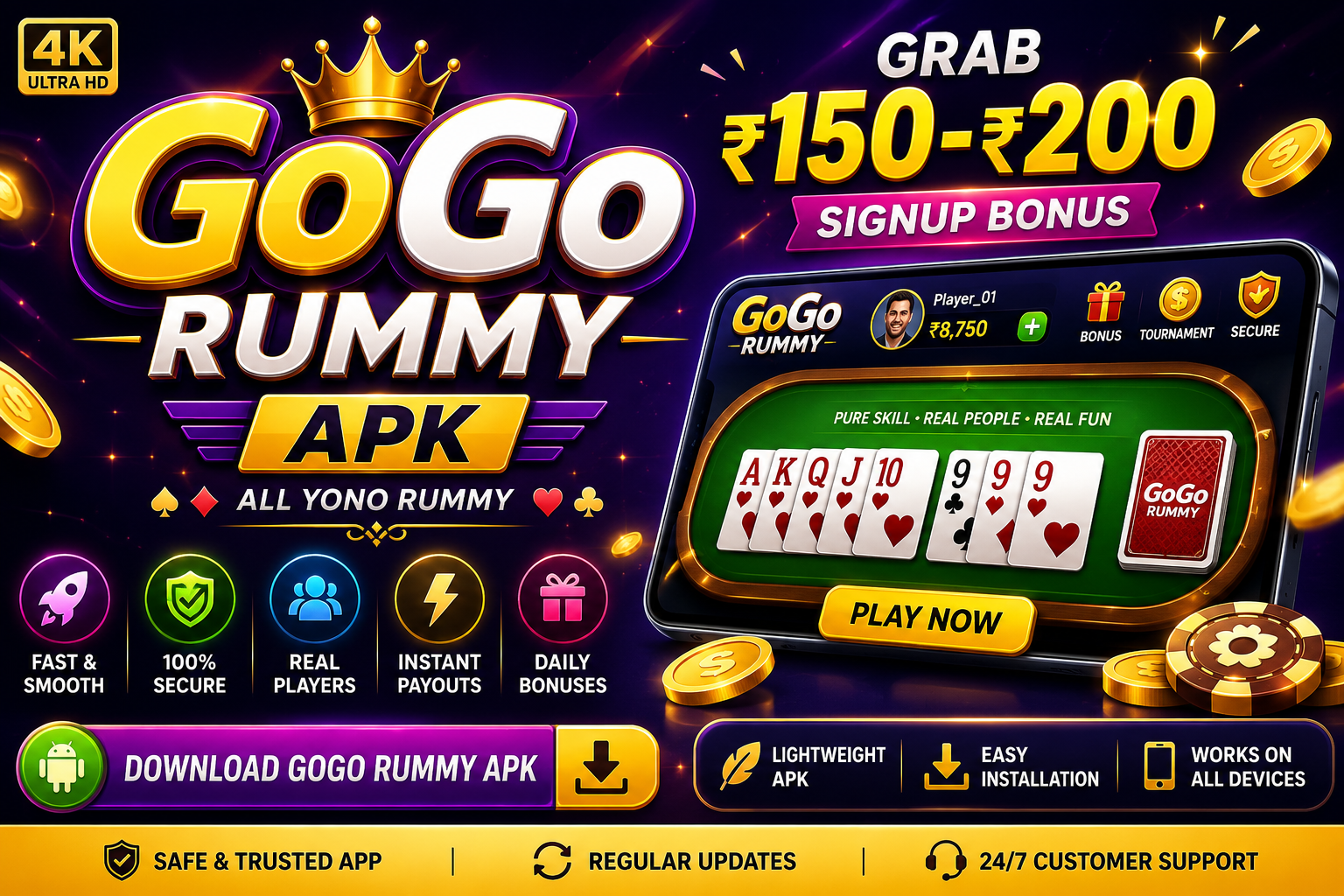 GoGo Rummy APK – Grab ₹150–₹200 Signup Bonus | All Yono Rummy