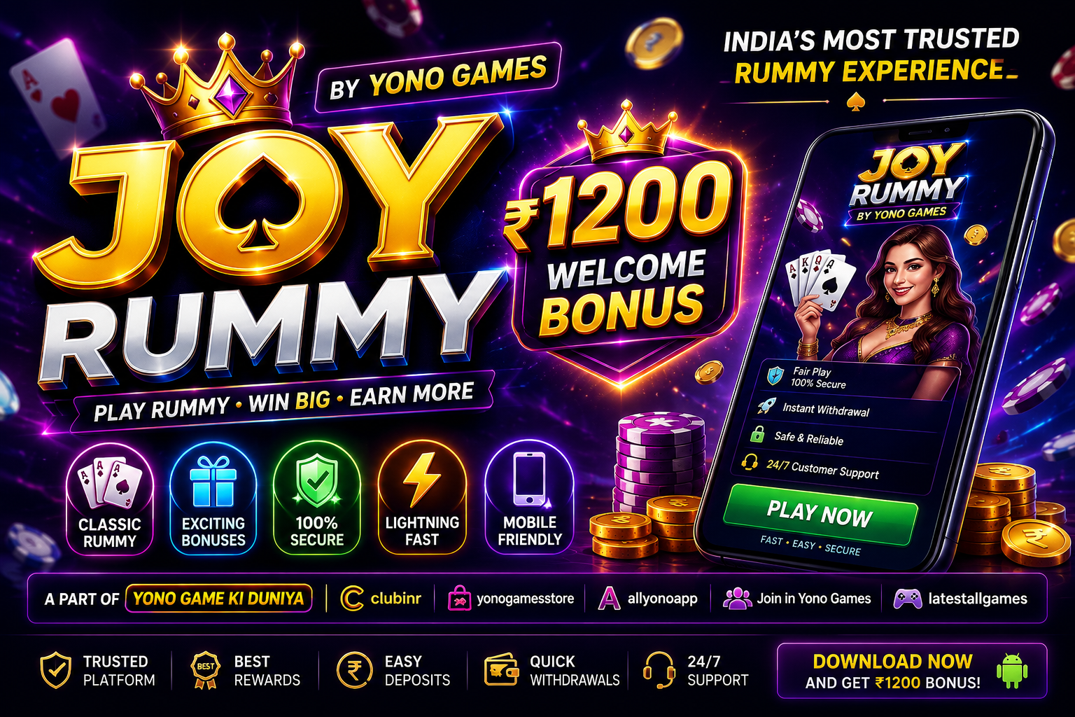 Joy Rummy by Yono Games with 1200 Welcome Bonus