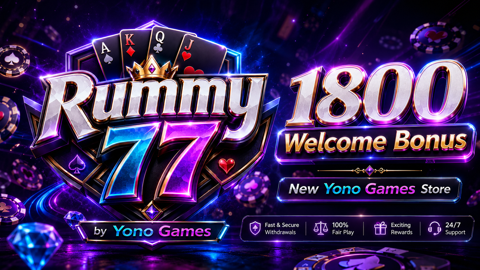 Rummy 77 by Yono Games with 1800 Welcome Bonus